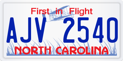 NC license plate AJV2540