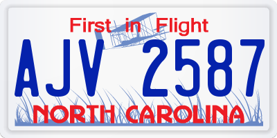 NC license plate AJV2587