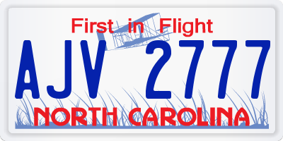NC license plate AJV2777