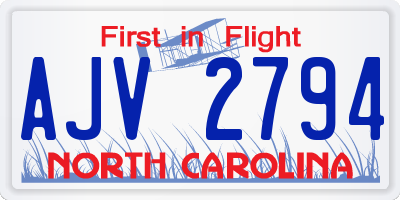 NC license plate AJV2794