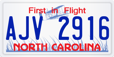 NC license plate AJV2916