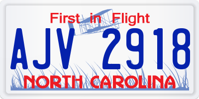 NC license plate AJV2918
