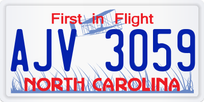 NC license plate AJV3059