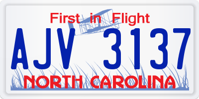 NC license plate AJV3137