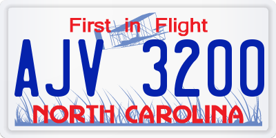 NC license plate AJV3200