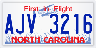 NC license plate AJV3216