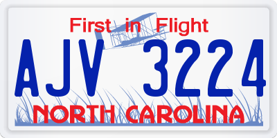NC license plate AJV3224