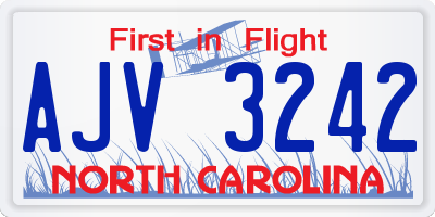NC license plate AJV3242