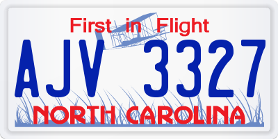 NC license plate AJV3327