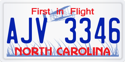 NC license plate AJV3346