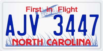 NC license plate AJV3447