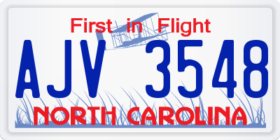NC license plate AJV3548