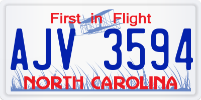 NC license plate AJV3594