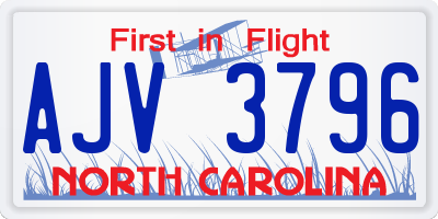 NC license plate AJV3796