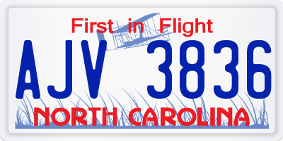 NC license plate AJV3836