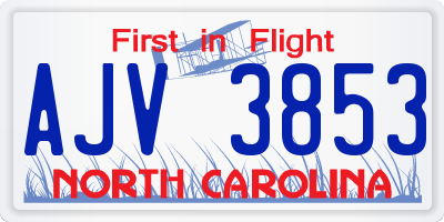 NC license plate AJV3853