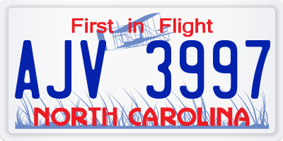 NC license plate AJV3997