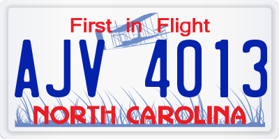 NC license plate AJV4013