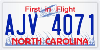 NC license plate AJV4071