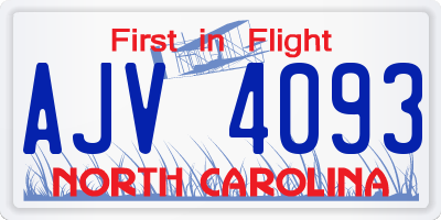 NC license plate AJV4093