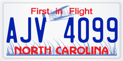 NC license plate AJV4099