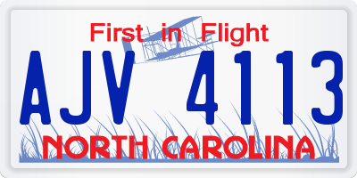 NC license plate AJV4113