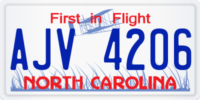 NC license plate AJV4206