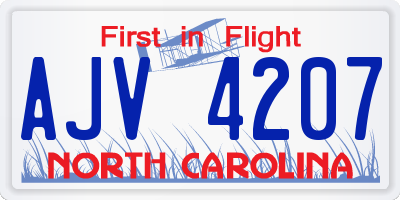 NC license plate AJV4207