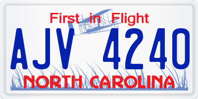 NC license plate AJV4240