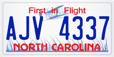 NC license plate AJV4337