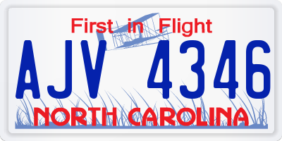 NC license plate AJV4346