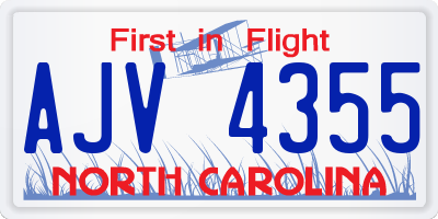 NC license plate AJV4355