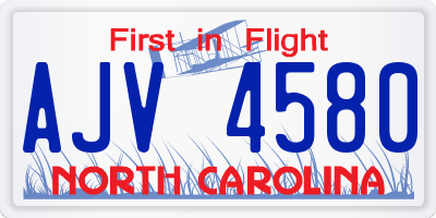 NC license plate AJV4580