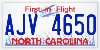 NC license plate AJV4650