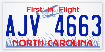 NC license plate AJV4663