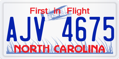 NC license plate AJV4675
