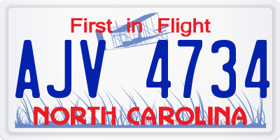 NC license plate AJV4734