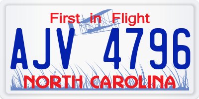 NC license plate AJV4796