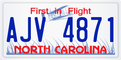 NC license plate AJV4871