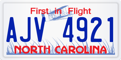 NC license plate AJV4921