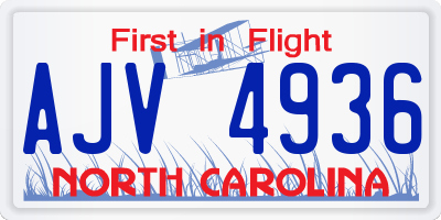 NC license plate AJV4936