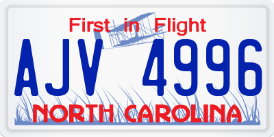 NC license plate AJV4996