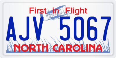 NC license plate AJV5067
