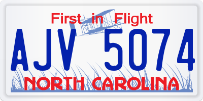 NC license plate AJV5074