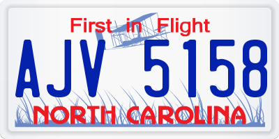 NC license plate AJV5158