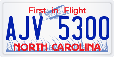 NC license plate AJV5300
