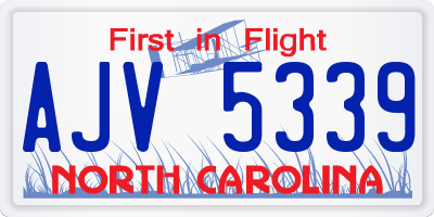 NC license plate AJV5339