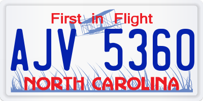 NC license plate AJV5360