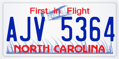 NC license plate AJV5364
