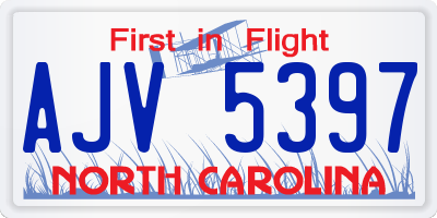 NC license plate AJV5397